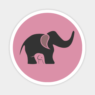 elephant mother and baby Magnet